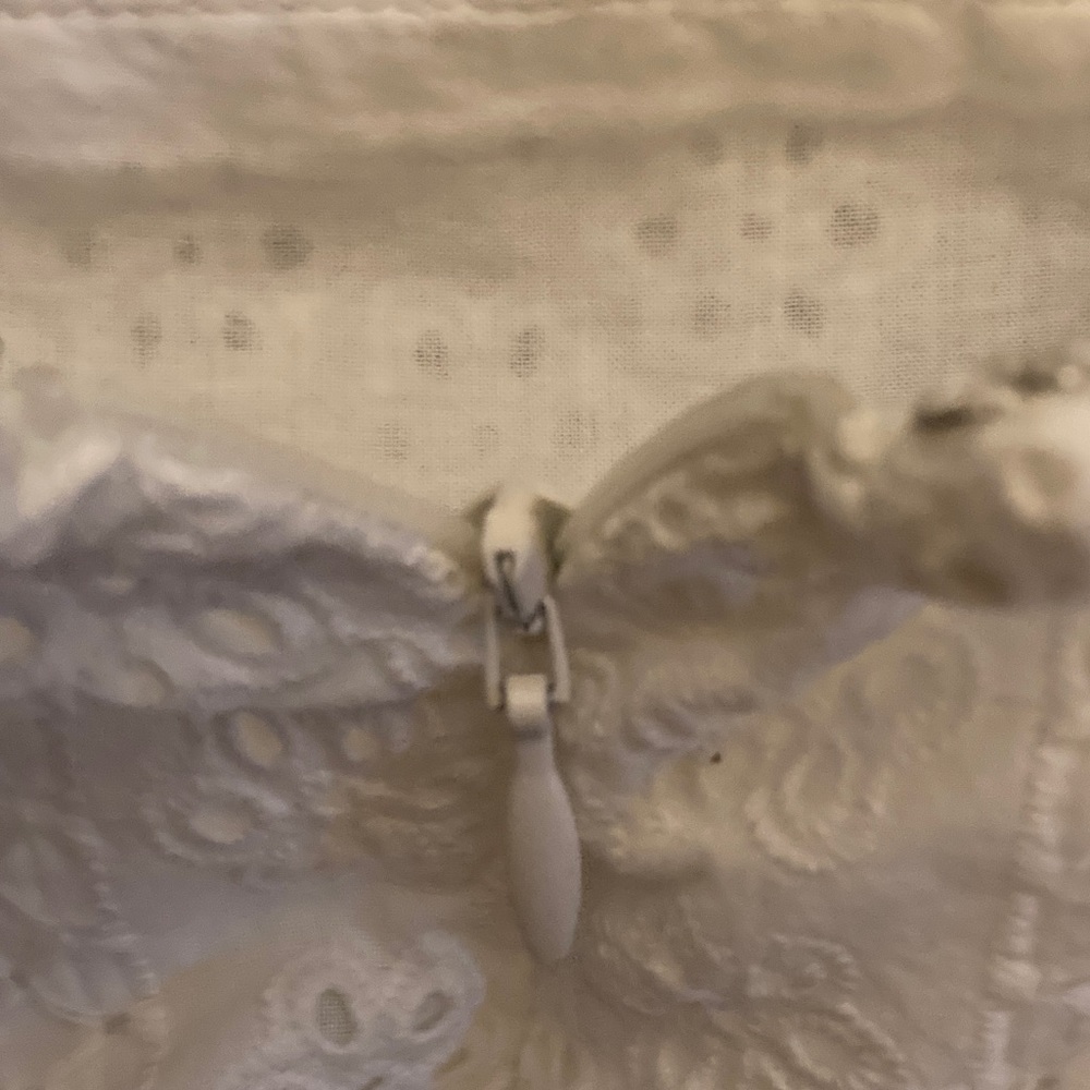 Coastal Granny Core Eyelet Square Neck Puffed Sleeve Peplum, White Top Size 14 - Picture 8 of 9